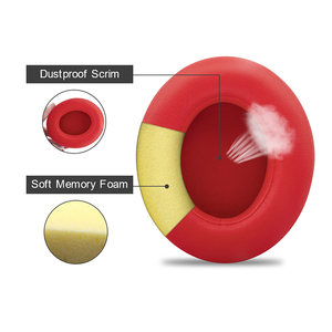 Coussinets d'oreille de couleur rouge en cuir protéiné souple, isolation phonique, <span class=keywords><strong>mousse</strong></span> à mémoire de forme, coussinets de remplacement <span class=keywords><strong>pour</strong></span> <span class=keywords><strong>casque</strong></span> Beat Studio - Product Image 4