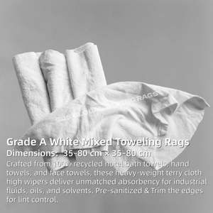 Paños de limpieza Scott White Rags, caja de 20 toallas cuadradas industriales de algodón puro blanco para limpieza - Product Image 2