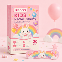Bandes nasales personnalisées 30 pièces en boîte papier CE ISO Marque privée Bandes adhésives nasales pour enfants pour grossistes de marques de bien-être