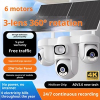 Caméra solaire 4G basse consommation sans données, triple écran, vision nocturne infrarouge double 15m, stockage cloud à distance pour extérieur