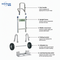 Chariot à main et chariot de transport robuste en alliage d'aluminium avec monte-escalier, haute capacité de charge, pliable, empilable, durable, pour le stockage