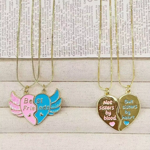 CH-JDN0949 Nouveauté Cadeau de la Saint-Valentin Meilleur ami Pendentif en émail coloré <span class=keywords><strong>Collier</strong></span> cœur <span class=keywords><strong>Collier</strong></span> d'amitié <span class=keywords><strong>Collier</strong></span> de famille - Product Image 1