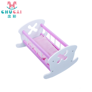 Mini lit à bascule en <span class=keywords><strong>bois</strong></span> pour <span class=keywords><strong>poupée</strong></span>, jeu d'imitation, pour bébés, offre spéciale, - Product Image 3