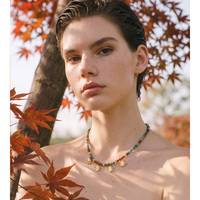 Collier ras-de-cou JINYOU 8969 vintage bohème en perles de pierre naturelle, plaqué or PVD, résistant à l'eau