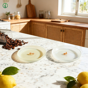 Piatto per Insalata in Vetro Borosilicato Colorato, Design Creativo a Chicco di Caffè, Lavabile in Lavastoviglie, Resistente al Calore, per Uso Alimentare, per Biscotti - Product Image 6