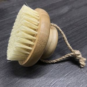 Eco-Friendly Round Bamboo Dry <b>Bath</b> Body Soft Horse Bristles Bamboo Handle Skin Brush - Product Image 4