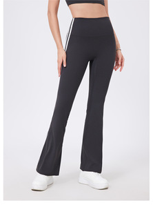 Wholesale Women High Waist Side Double Stripe <b>Flare</b> Yoga Pants Soft Stretch Nude Sense <b>Leggings</b> Running Pilates Active Trousers - Product Image 2
