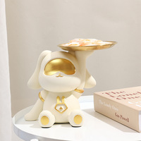 Plateau décoratif en résine de lapin créatif pour salon, véranda, clés, bonbons, décoration de la maison, cadeaux de pendaison de crémaillère