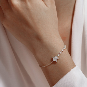CANNER Nouveau Bracelet en Argent Sterling S925 avec Zircon 5A, Bijou Plaqué Or 18 carats, Breloque Étoile Ronde, Cadeau pour Femme - Product Image 6