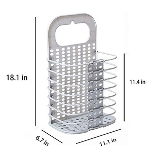 Hanging Laundry Basket with Handle Plastic Collaspable Tall Laundry Basket Storage Collapsible Laundry Basket
