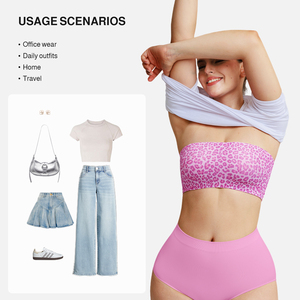Set Reggiseno Bralette Leopardato Hexin per Donna, Comodo Reggiseno Modellante <span class=keywords><strong>Senza</strong></span> Cuciture e <span class=keywords><strong>Senza</strong></span> Ferretto, Reggiseno <span class=keywords><strong>Senza</strong></span> <span class=keywords><strong>Spalline</strong></span> per Donna - Product Image 4
