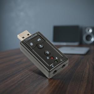 การ์ดเสียง USB ภายนอก 7 ช่องสัญญาณ สำหรับคอมพิวเตอร์และโทรศัพท์มือถือ พร้อมช่องต่อไมโครโฟน สำหรับการถ่ายทอดสด - Product Image 3