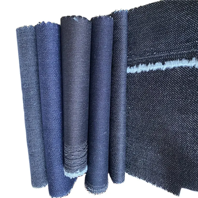 Venta caliente hilo teñido Paquete de rollo spandex algodón Denim jeans tela/tela vaquera negra/algodón denim