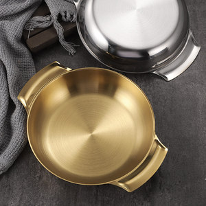 Assiette creuse en acier inoxydable 304 dorée à double anse pour servir les aliments - Product Image 3