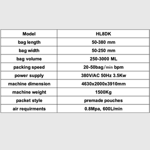 เครื่องบรรจุแบบอัตโนมัติ HL8DX 250-5000G 20-50 ถุง/นาที สำหรับบรรจุภัณฑ์แบบ Doypack พร้อมกาวในตัว ความแม่นยำสูง สำหรับห่ออาหารและฟิล์มพลาสติก - Product Image 2