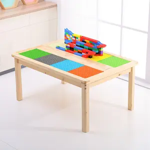 儿童木桌宝宝多功能兼容乐高木桌玩具游戏桌