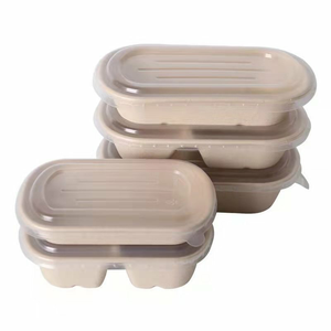 Bol à salade compostable écologique en pâte de bagasse de canne à sucre avec couvercle bol carré recyclable pour nouilles à sushi pour servir des aliments - Product Image 1
