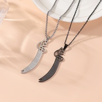 Colgante de Acero Inoxidable con Forma de Espada Scimitar Zulfiqar, Joyería de Moda Islámica Árabe Musulmana, Collar con Corán, Venta al por Mayor