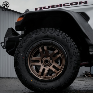 Cerchi Fuoristrada DW 17 18 20 Pollici 5x127 in Alluminio Grado Aerospaziale, Bronzo Opaco con Bordo Nero per Jeep Wrangler Rubicon - Product Image 1