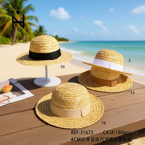 Sombrero de Paja Angelina con Ala de 7 cm, Protección Solar para Playa, Unisex, para Adultos, Verano - Product Image 3