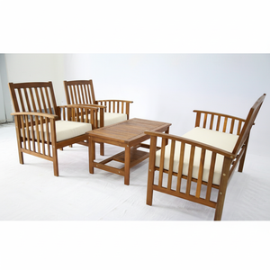 Conjunto de Muebles de Exterior, Mesa y Sillas, 4 Piezas, Diseño de Madera Maciza, Tradicional, Resistente a la Intemperie, Moderno - Product Image 1