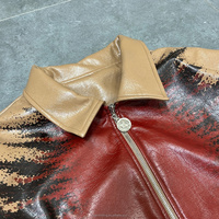 Veste en similicuir streetwear personnalisée pour homme, avec cordon de serrage à l'ourlet, imprimé intégral, coupe courte, en PU, fabriquée en usine