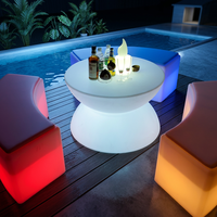 Table de bar LED Hourglass à changement de couleur, table lumineuse pour salon, corps en plastique PE, pour hôtel, bar, boîte de nuit, patio, jardin, bord de piscine