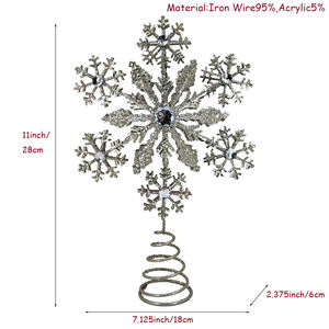 Ornement de sapin de Noël en métal flocon de neige scintillant argenté avec paillettes, 12 po x 7 po, décoration de Noël - Product Image 6