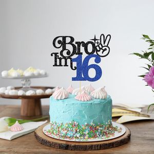 Adorno para Pastel de <span class=keywords><strong>Cumpleaños</strong></span> de 16 Años para Hombre - Decoración para Fiesta de 16 Años - <span class=keywords><strong>Hermano</strong></span> de 16 Años - Negro - Product Image 6