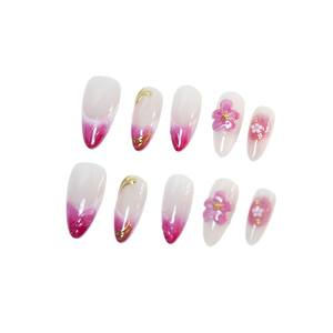 Uñas Postizas Hechas a Mano con Diseño de Almendra Gold Line, Estilo Metálico Simple y Moderno, Uñas Postizas Cruzadas GZ RTS, Pedido Mixto al por Mayor - Product Image 2