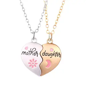 N201 Mother's Day Gift Necklace Love Forever Hook Heart Pendant Necklaces Heart Shaped Magnetic Mother and Daughter Necklace
