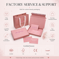 Ensemble d'emballage de beauté personnalisé avec logo en gros, boîte à paillettes, sac poly, papier de soie, autocollant, carte, ensemble d'abonnement pour petites entreprises