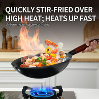 Poêle en fonte artisanale de fabrication directe, de style ancien, nitrurée, non revêtue, compatible avec les cuisinières à gaz, wok, usage domestique, abordable, sans couvercle