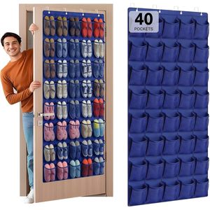 Organisateur de chaussures à suspendre derrière la porte, 40 poches, en maille, pour ranger les chaussures derrière la porte - Product Image 1