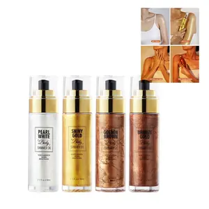 Free Private Label OEM Natural Shimmering Oil Dark Tanning Oil Brown Tanner Body Shimmer Oil