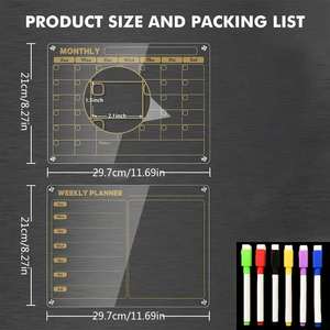 Tablero de planificación magnético acrílico de alta calidad, planificador semanal, calendario transparente, tablero de escritura, tablero magnético acrílico para nevera - Product Image 4