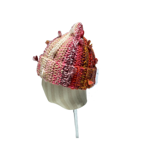 Niche Design coloré gland fil de laine chapeau d'hiver femmes Protection des oreilles contraste couleur tricoté sucette chapeau arc-en-ciel froid bonnet - Product Image 1