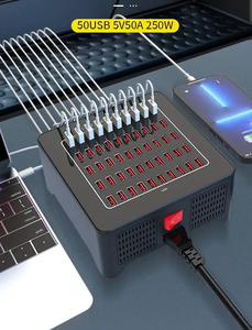 محطة شحن مكتبية جديدة بـ 20 و30 و40 و<span class=keywords><strong>50</strong></span> منفذًا، 250 واط، محطة شحن متعددة للهواتف المحمولة، محطة شحن سريع محمولة، محطة إرساء شحن USB تيار مستمر - Product Image 4