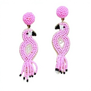 Los Mejores Pendientes Colgantes de Flamenco con Cuentas Rosas Vintage, Joyería para Mujer para Fiestas y Bodas, Diseño de Animal Adorable, Accesorio de Moda Elegante para Mujer - Product Image 1