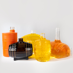 Botellas de Vidrio <span class=keywords><strong>Azul</strong></span> de 700 ml con Forma de Barril Personalizadas para Licores, Whisky, Vodka, <span class=keywords><strong>Tequila</strong></span>, Ginebra, Ron, con Tapón de Corcho de Madera - Product Image 5