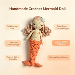 Juguete <span class=keywords><strong>de</strong></span> Peluche Personalizable <span class=keywords><strong>de</strong></span> la Sirenita <span class=keywords><strong>Ariel</strong></span>, <span class=keywords><strong>Muñeca</strong></span> Princesa con Cola Larga Naranja, Juguete Tejido a Mano para Niños - Product Image 2