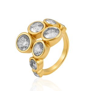 Juego de Anillos de Acero Inoxidable Dorado con Circonitas, 14 Piezas, Anillos de Moda con Múltiples Piedras en Forma de Corazón, Esmeralda y Lágrima, Hipoalergénicos, Venta al Por Mayor OEM - Product Image 3