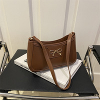 Sac à bandoulière en PU pour femme avec nœud décoratif, mini sac à main sous le bras léger et décontracté pour usage quotidien, vente en gros