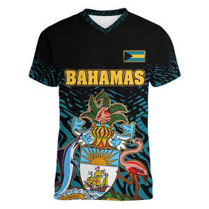 2026 Bahamas Independence Day Heren T-shirt met V-hals Slim-fit Ademend Zomer Essentieel Bahamaanse Casual Sport Voetbalshirt - Product Image 3