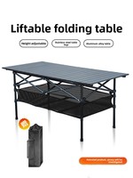 Table de camping et de pique-nique pliable en alliage d'aluminium, réglable en hauteur, portable pour l'extérieur