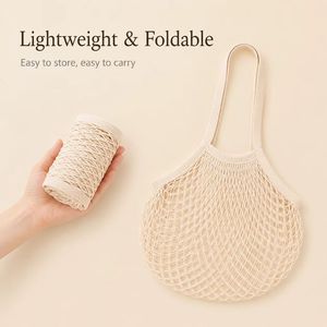 Sac de courses en coton personnalisé, réutilisable, écologique, en filet pour produits frais, vente en gros - Product Image 3
