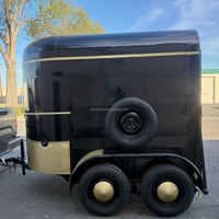 Mini Horse-Drawn Gooseneck Food Truck Trailer for Ice Cream Cocktail Vintage Classic Mobile Commercial Catering at Beach Park