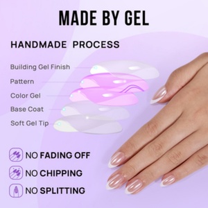 Uñas Postizas Francesas de 30 Piezas con Punta Francesa, Uñas Postizas Cortas, Set de Manicura, Uñas Postizas Francesas Glaseadas con Forma de Almendra, con Pegamento - Product Image 6