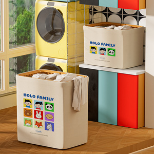 Holo Family <b>Foldable</b> Canvas Laundry <b>Basket</b> Rectangle Storage Organizer for Clothing Toys Home Use - Product Image 1