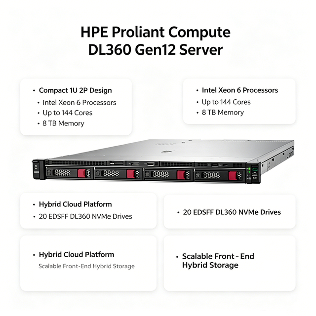 Original Genuine Performance Hpe Proliant Compact 1u 2p Rack Server with Intel Xeon 6 Processors